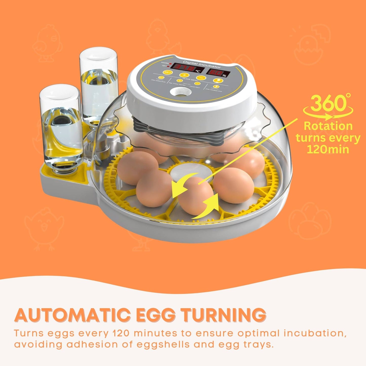 Electric 8 Egg Incubator - Digital Automatic Turning Chicken Quail Duck Hatching