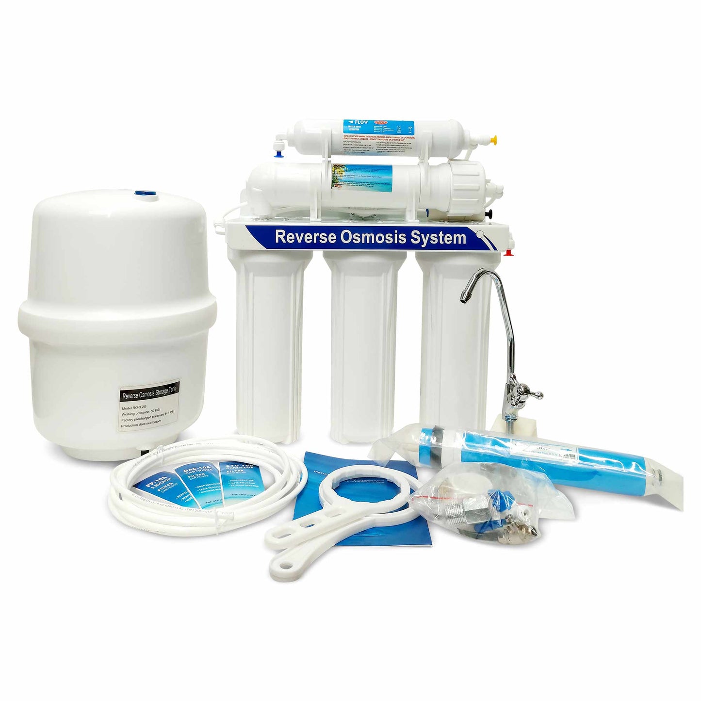 5 Stage Reverse Osmosis Water Filter System 10" RO Membrane Undersink Purifier