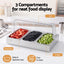 5-Star Chef 3 Pan Food Serving Display Stainless Steel with Clear Roll Top Cover