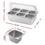 5-Star Chef 6 Pan Food Serving Display Stainless Steel Cooler Platter with Clear Roll Top Cover