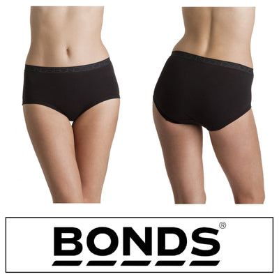 5 x Bonds Cottontails Full Brief Underwear - Black Womens Undies 20