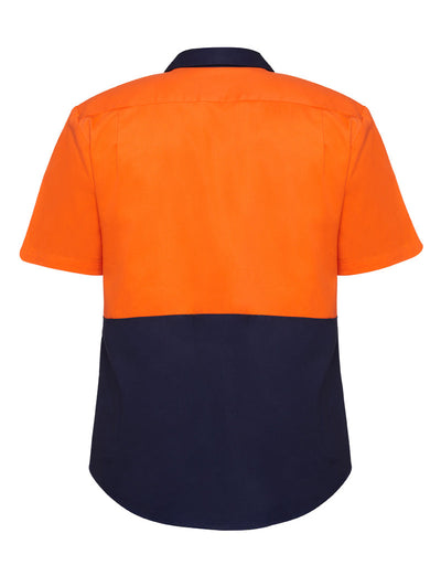 5 x Hard Yakka Core Hi Vis 2 Tone Short Sleeve Lightweight Vented Shirt - Orange