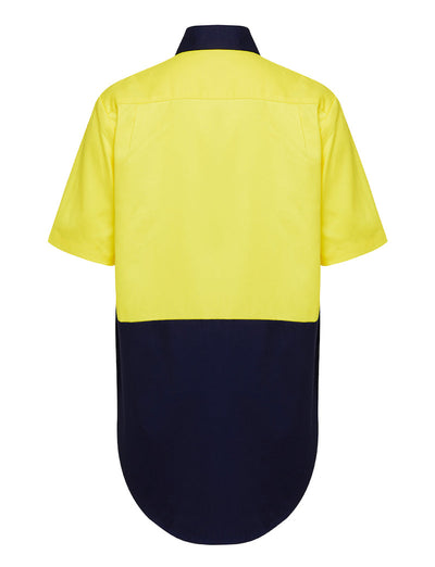5 x Hard Yakka Core Hi Vis 2 Tone Short Sleeve Lightweight Vented Shirt - Yellow