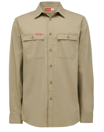 5 x Mens Hard Yakka Heritage Workers Long Sleeve Shirt Workwear Khaki Y04425