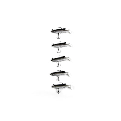 5 x Soft Plastic Vibe Freshwater Lures Mullet Flathead Jig Heads Cod Fishing