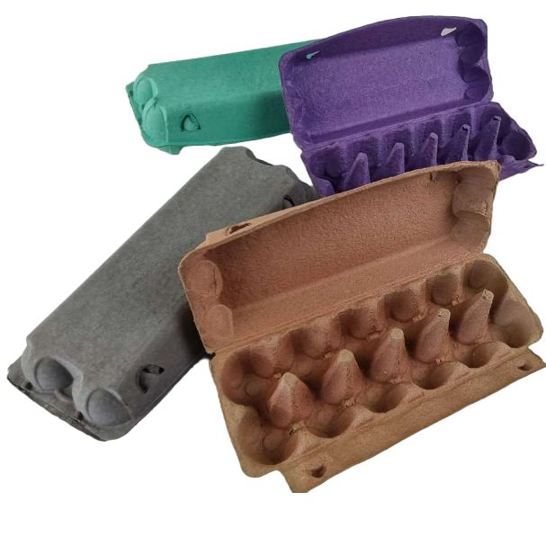 50 Recyclable 12-Egg Egg Cartons Full Dozen - Brown / Charcoal / Green / Purple
