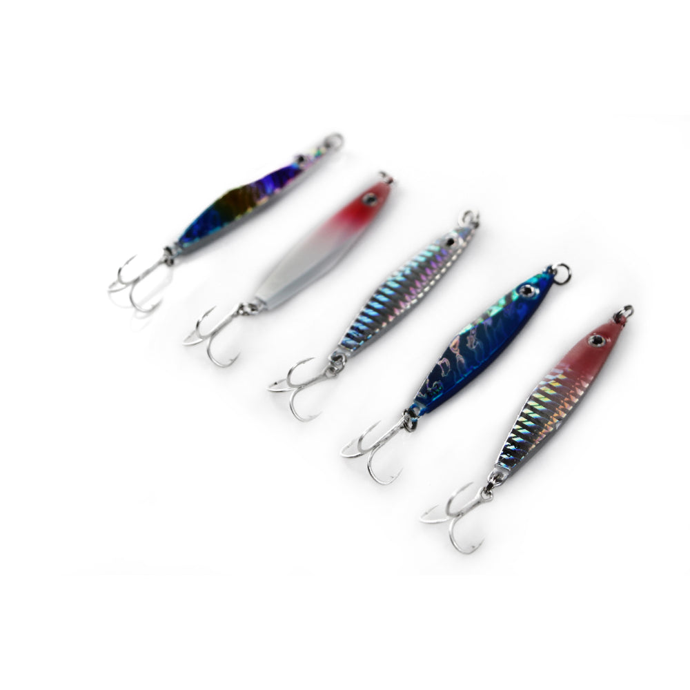 50 X 21G Fishing Lures Metal Slice Micro Jig Bait Spoon Tackle Salmon Mackerel