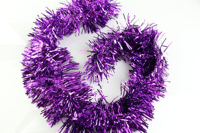 50 X Christmas Tinsel Thin Xmas Garland Tree Decorations - Purple