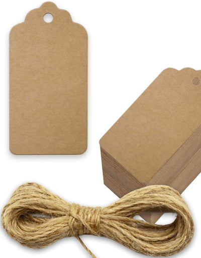 50 X Kraft Tags Brown Diy Paper Gift Tag With Twine