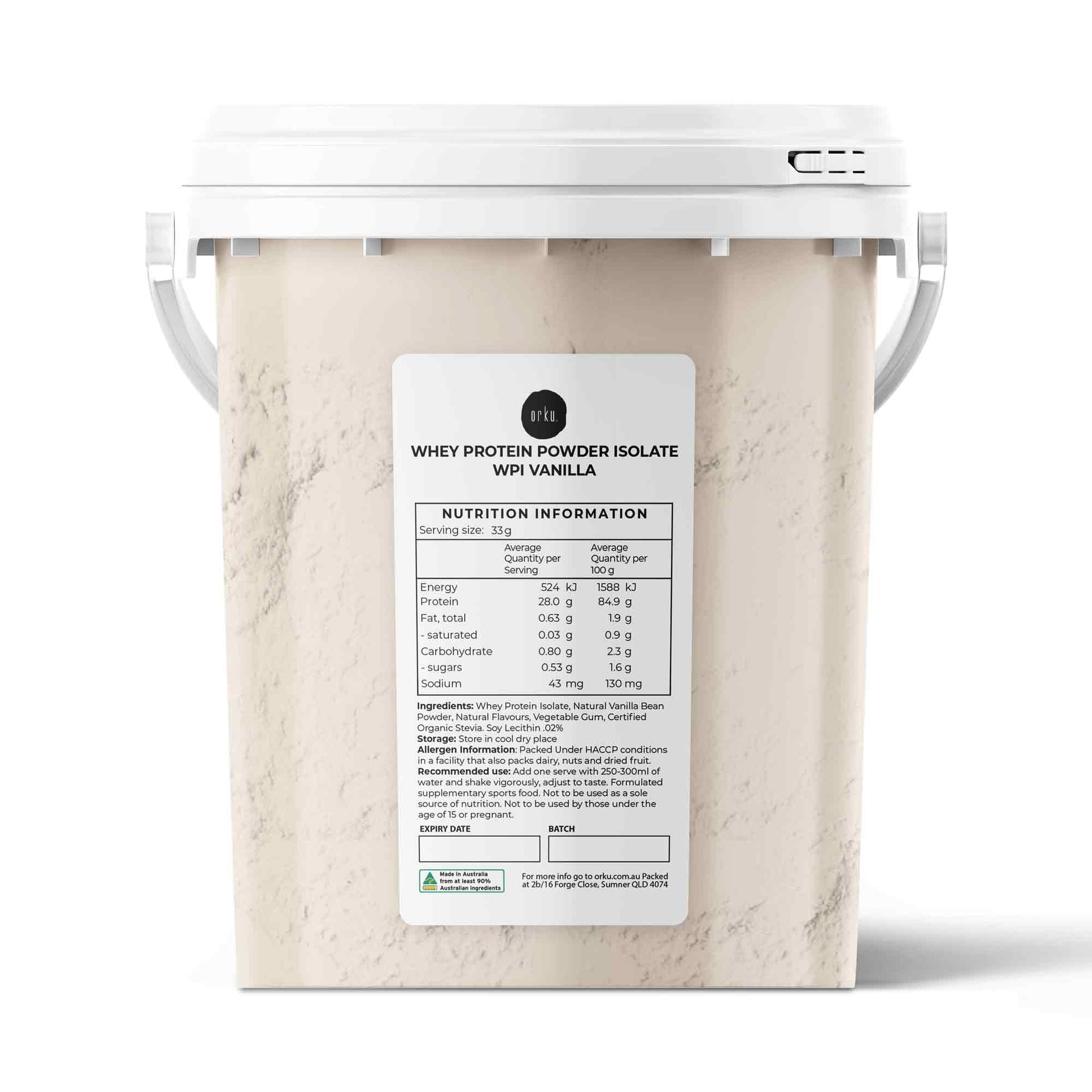 Orku 500g Whey Protein Isolate Powder – Vanilla WPI Bucket | Sports Food