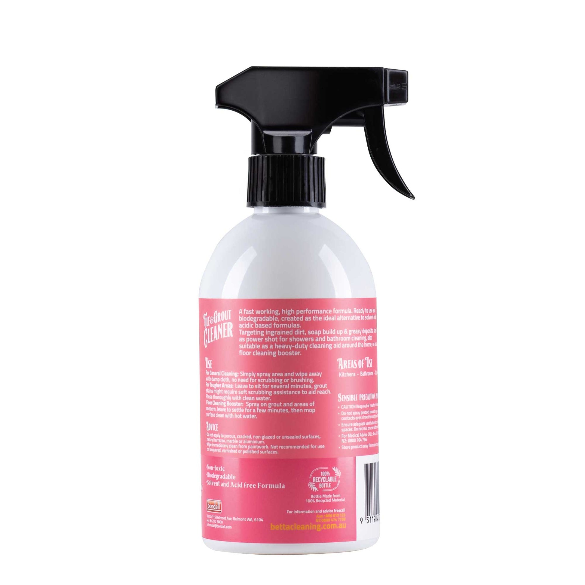 500ml Eco Friendly Tile Grout Cleaner 100% Biodegradable Solvent Acid Free Spray
