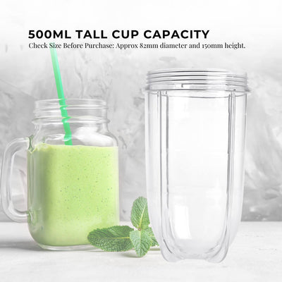 500ml Tall Cup Replacement Compatible with Magic Bullet Cross Blade Blender