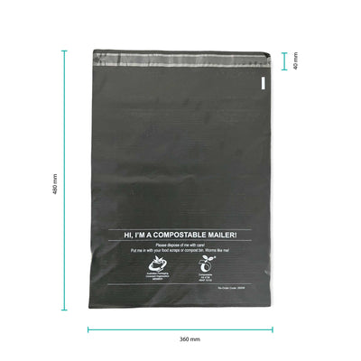 50x Compostable Mailers Black Biodegradable Eco Poly Shipping Satchel Bags