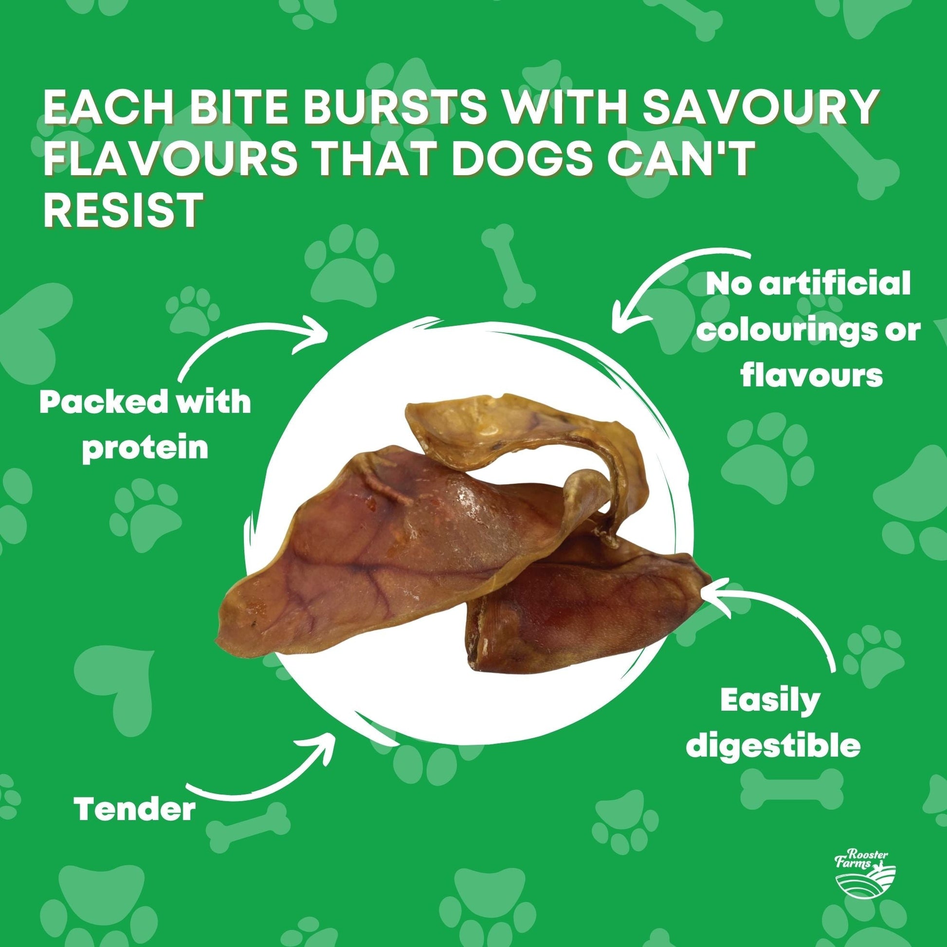 50x Dog Treat Large Pig Ears Whole - Dehydrated Australian Healthy Puppy Chew