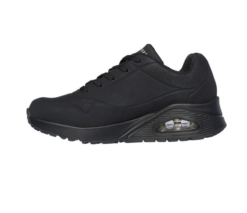 Mens Skechers Uno - Stand On Air Black/Black Sneaker Shoes