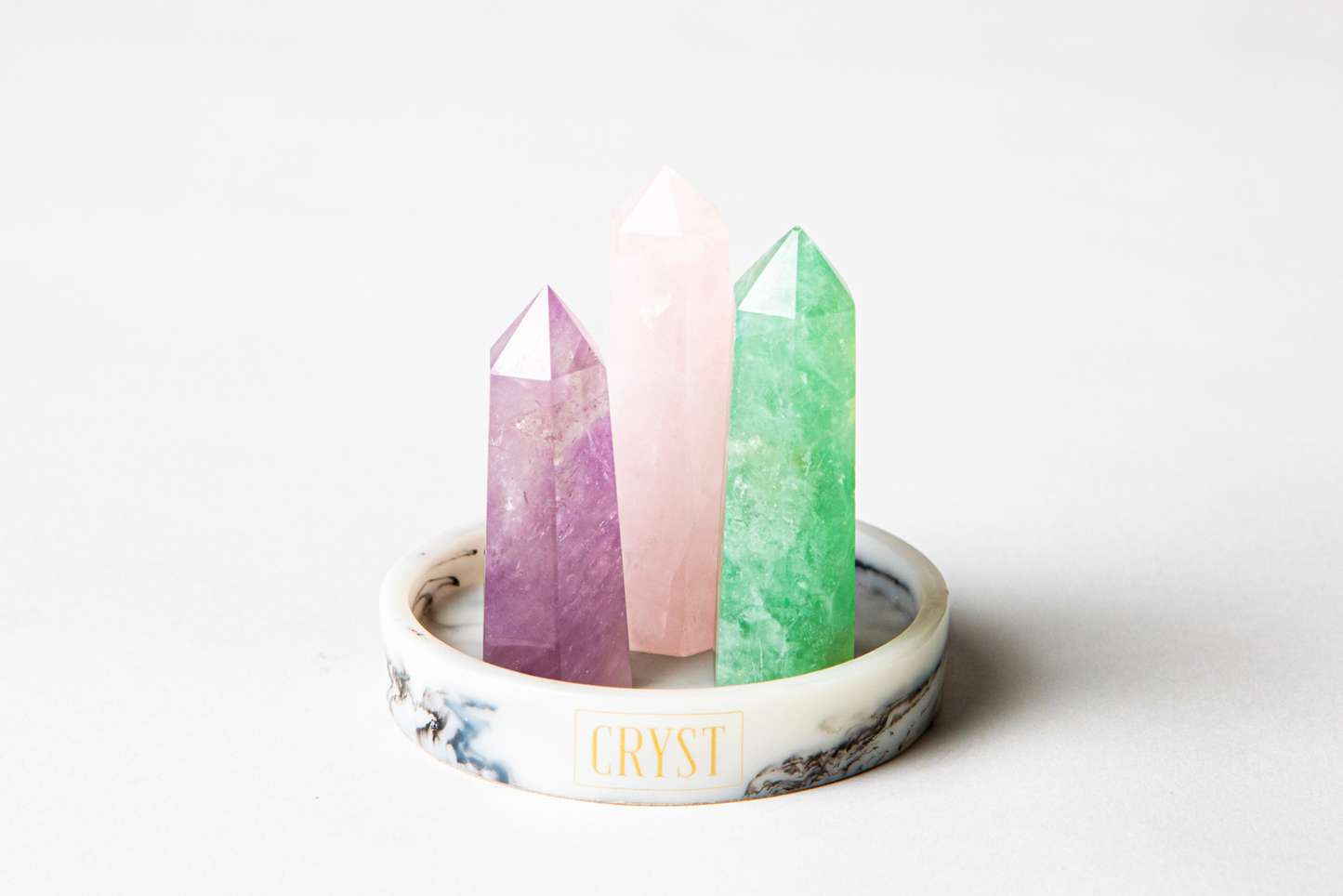 Aquarius Crystal Trio - Amethyst, Fluorite + Rose Quartz