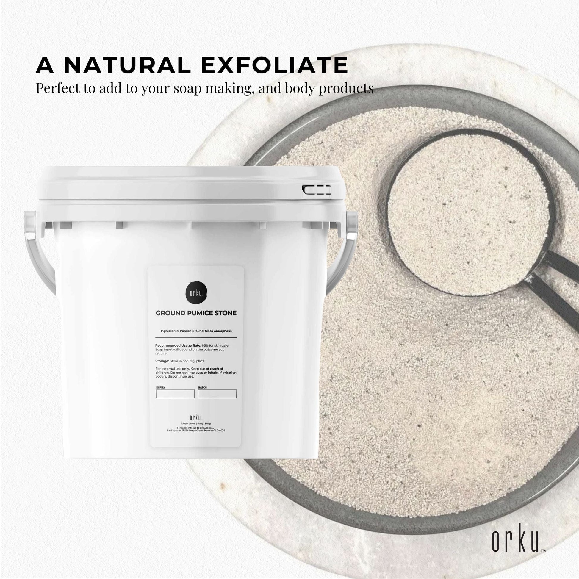 5Kg Ground Pumice Stone Granular Powder Tub Exfoliant Body Scrub Soap Additive