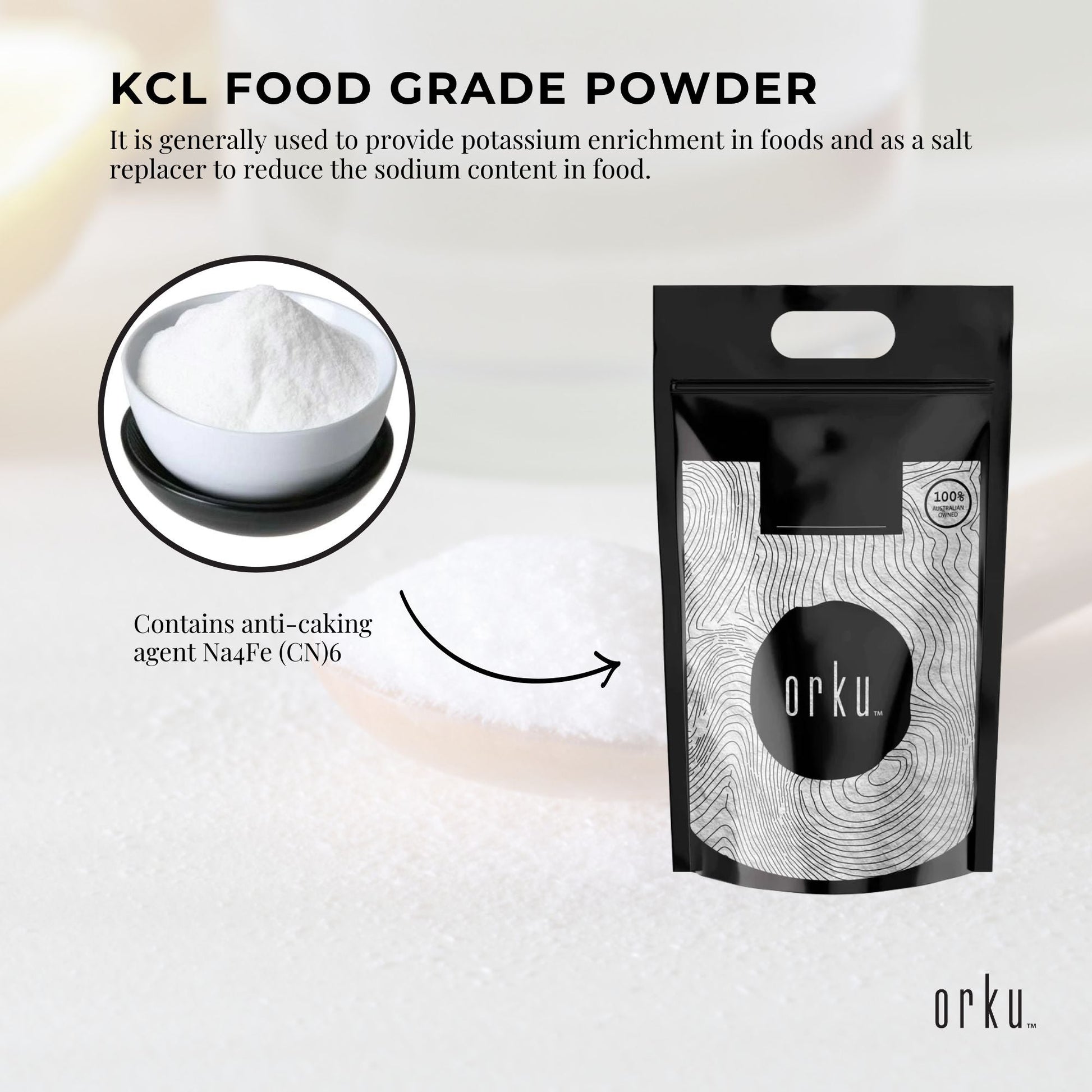 5Kg Potassium Chloride Powder - Pure E508 Food Grade Salt Substitute Supplement