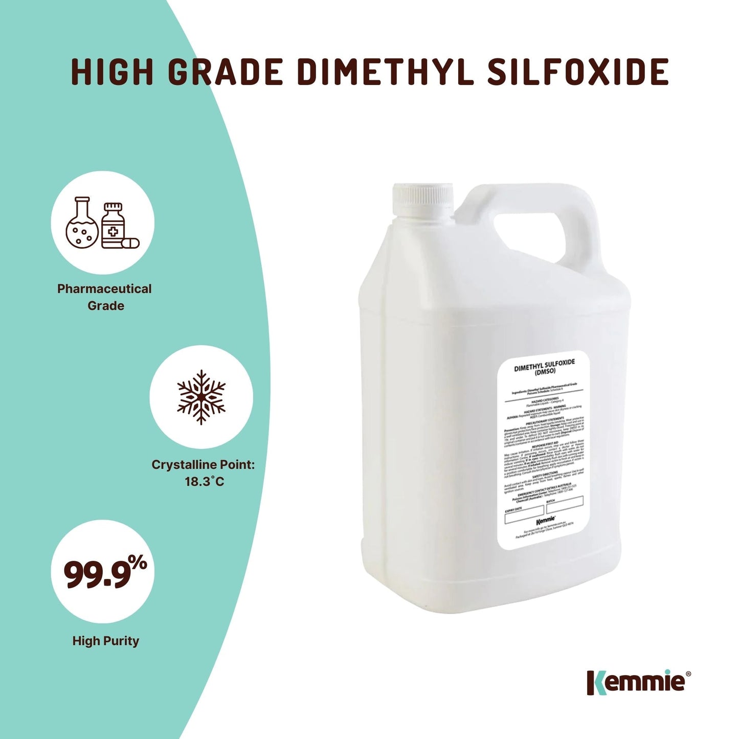 5L DMSO Liquid Dimethyl Sulfoxide 99.9% Pure Pharmaceutical Grade Solvent Bulk