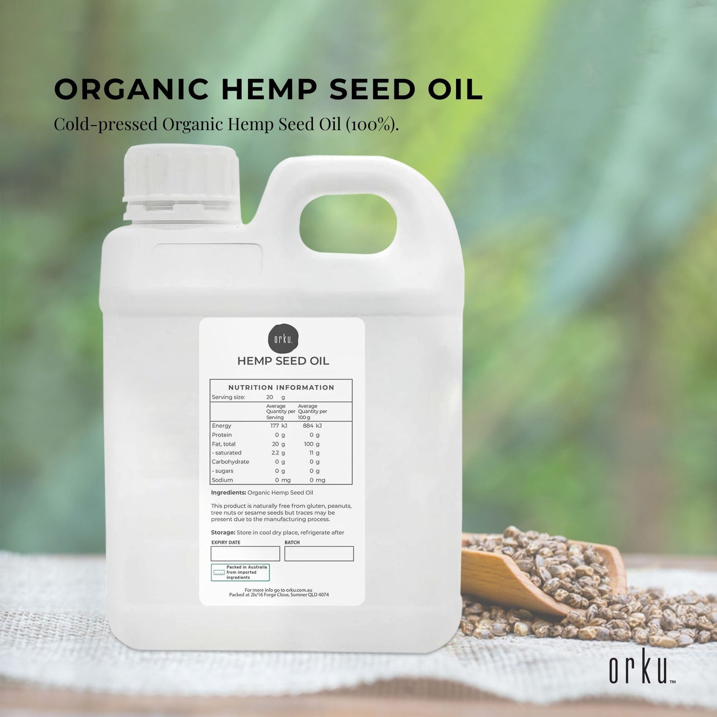5L Organic Hemp Seed Oil - Cold Pressed Food Grade Healthy Oils Foods