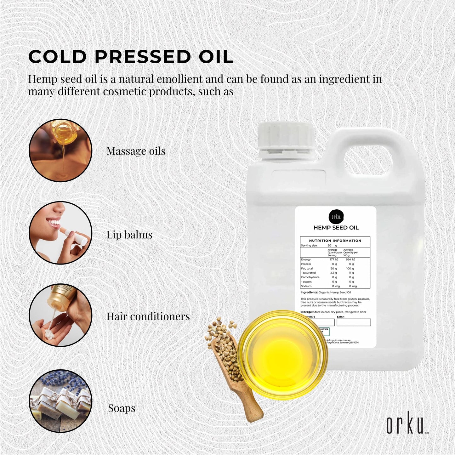 5L Organic Hemp Seed Oil - Cold Pressed Food Grade Healthy Oils Foods