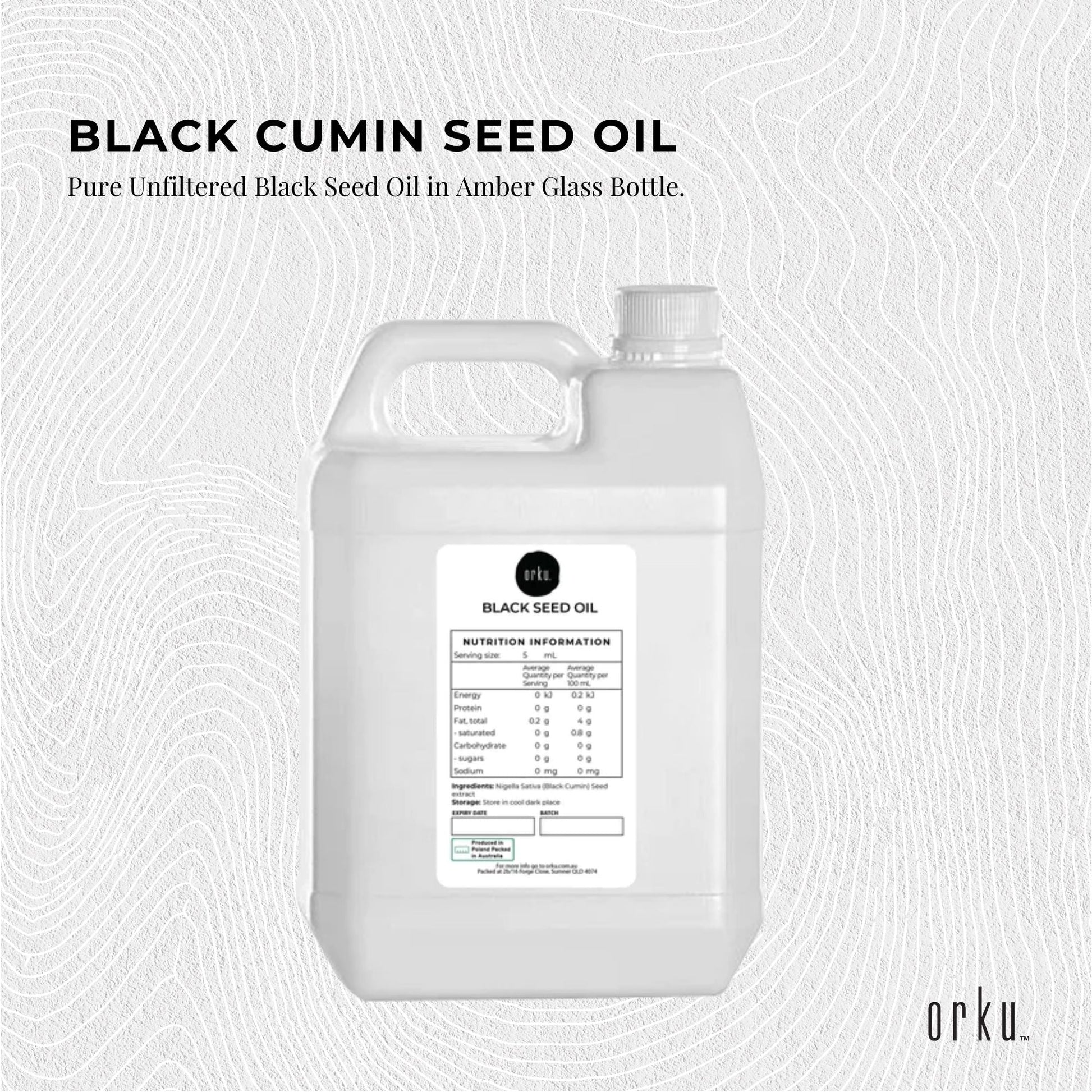 5L Pure Black Seed Oil - 100% Ethiopian Nigella Sativa Cumin Cold Pressed