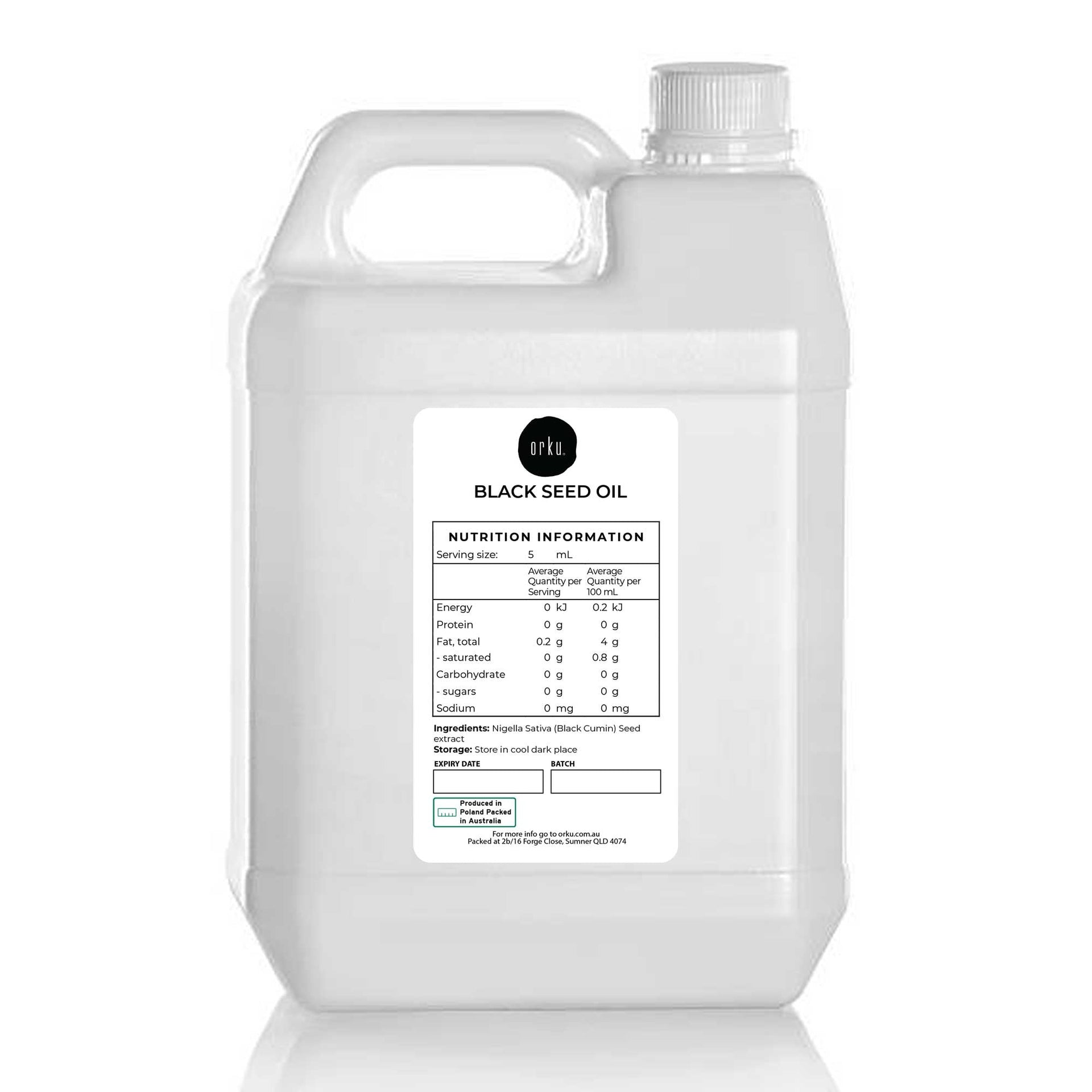 5L Pure Black Seed Oil 100% Ethiopian Nigella Sativa Cumin Cold Pressed Australia