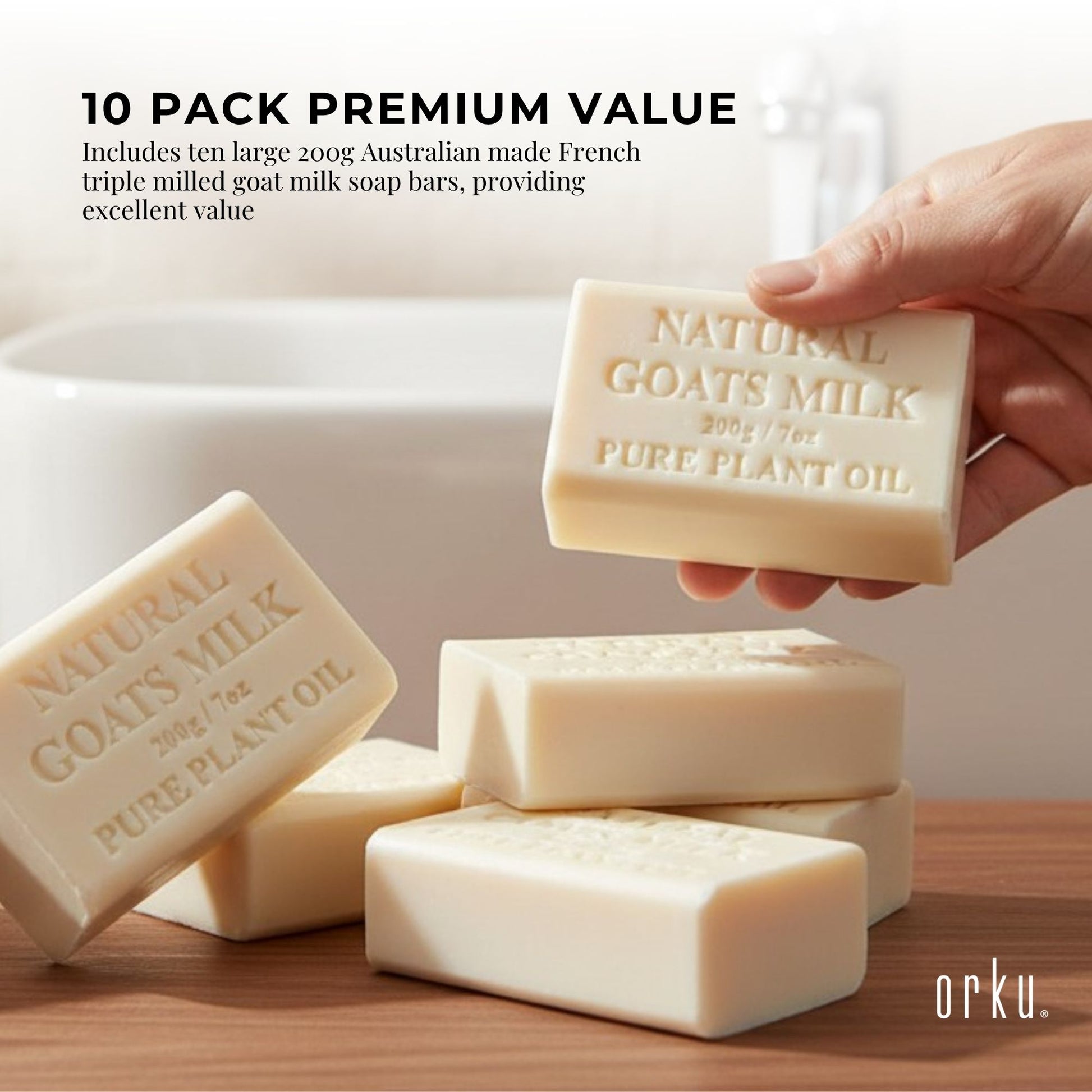Orku 10 x 200g Goat Milk Soap Bars Natural Creamy Scent Australian Made