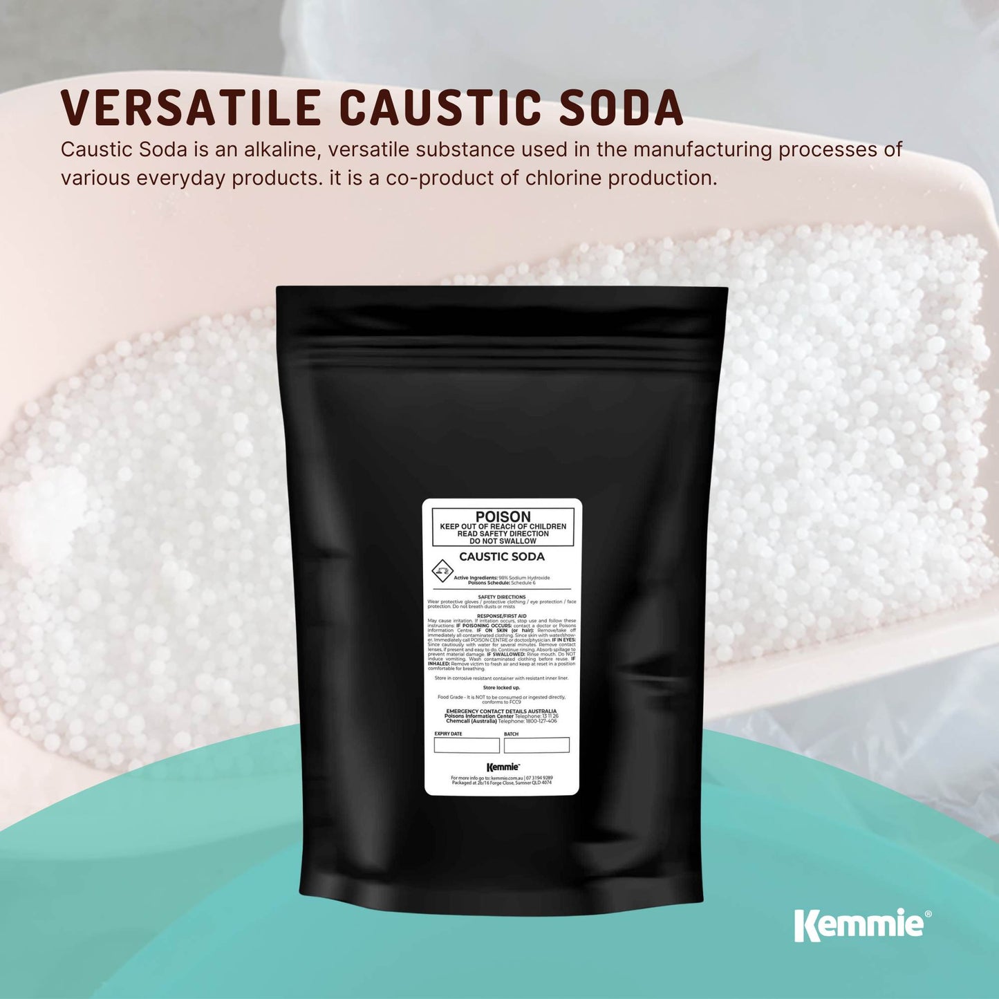 Bulk 20Kg Caustic Soda Pearls Food Grade Sodium Hydroxide Lye NaOH Soap Making