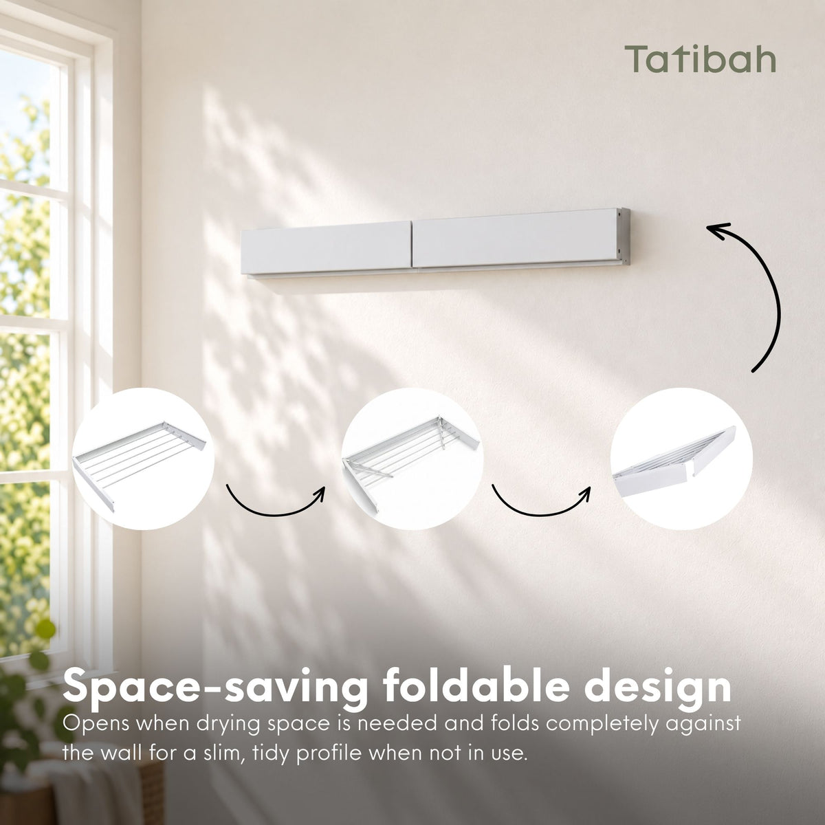 Tatibah 1x Wall Mounted Washing Line - Foldable 5m Clothes Drying Rack