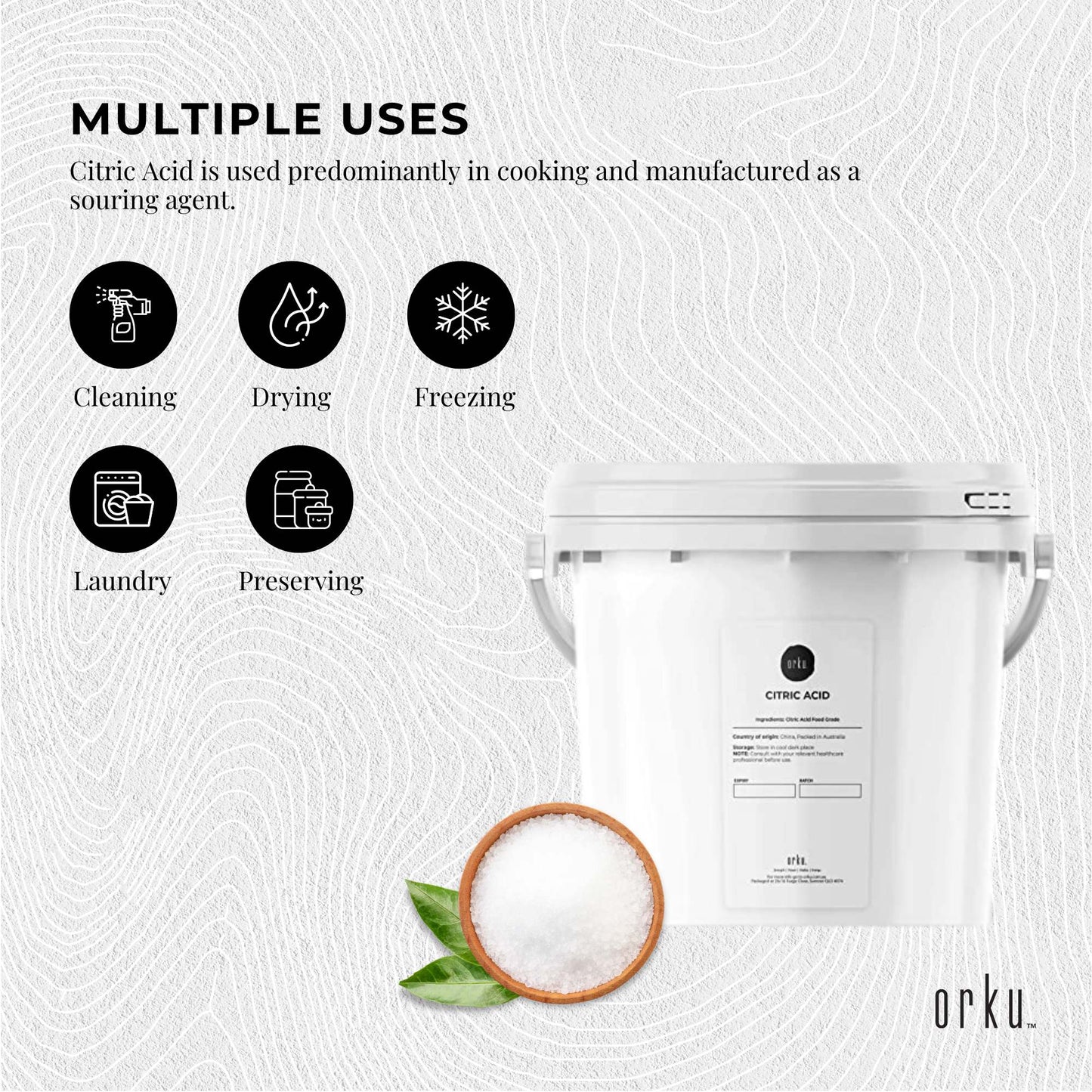5Kg Citric Acid Powder Tub - Food Grade Anhydrous GMO Preservative Free c6h807