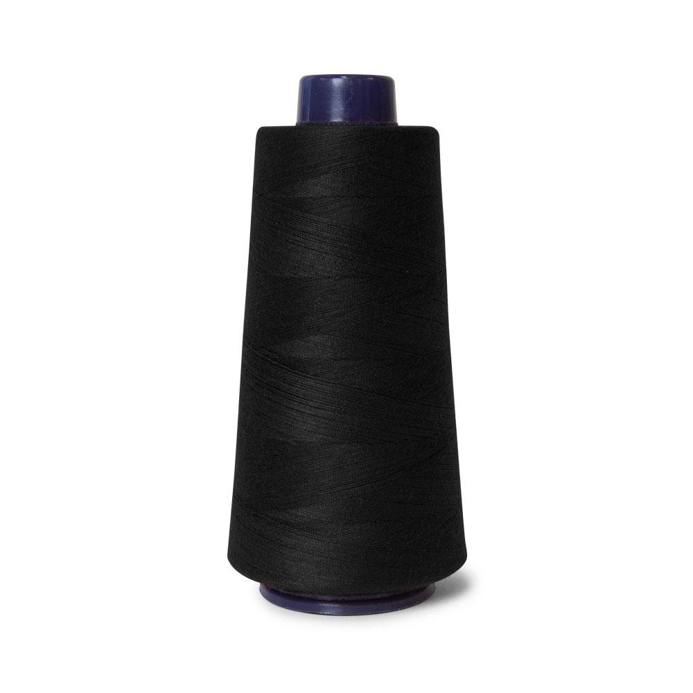 5x Black Sewing Overlocker Thread - 2000m Hemline Polyester Overlocking Spools