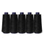 5x Black Sewing Overlocker Thread - 2000m Hemline Polyester Overlocking Spools