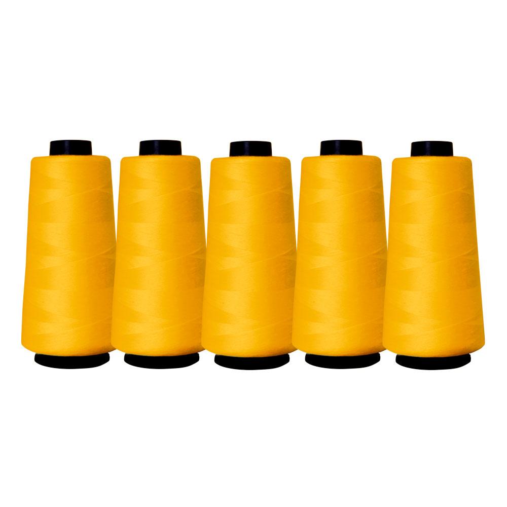 5x Gold Yellow Sewing Overlocker Thread - 2000m Hemline Polyester Spools
