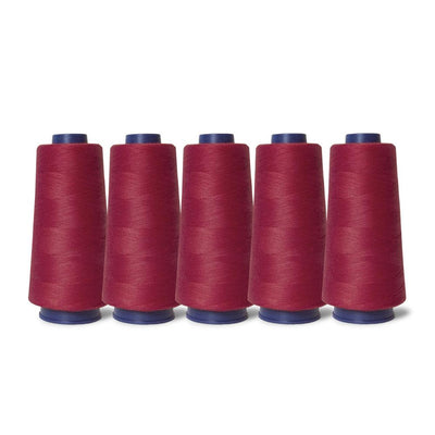 5x Hot Pink Sewing Overlocker Thread - 2000m Hemline Polyester Overlocking Spool