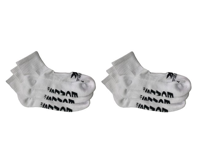 6 Pairs X Bonds Mens X-Temp Quarter Crew Socks White With Black