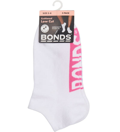 6 Pairs X Bonds Womens Cushioned Logo Low Cut Socks White 09K