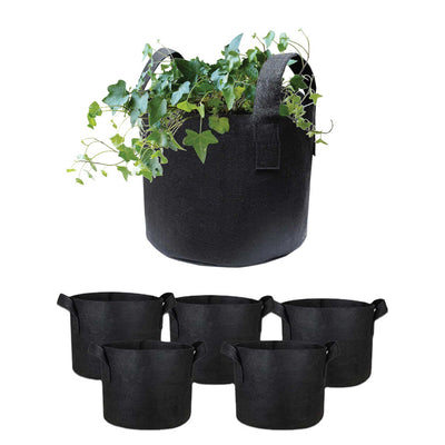 6 Pck 10 Gallon Fabric Flower Pots 38L Garden Planter Bags Black Felt Root Pouch