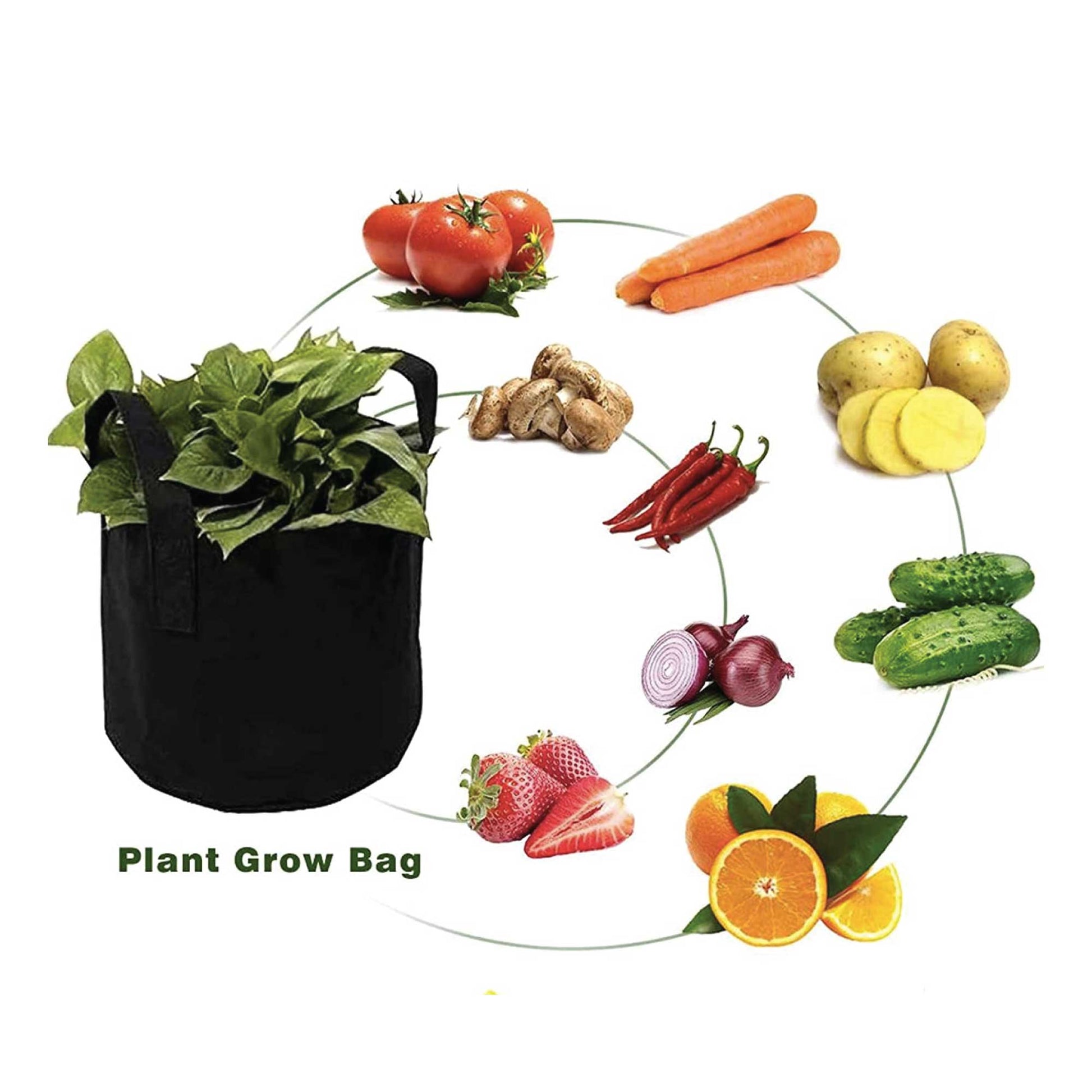 6 Pck 5 Gallon Fabric Flower Pots 19L Garden Planter Bags Black Felt Root Pouch
