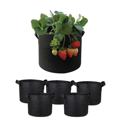 6 Pck 5 Gallon Fabric Flower Pots 19L Garden Planter Bags Black Felt Root Pouch