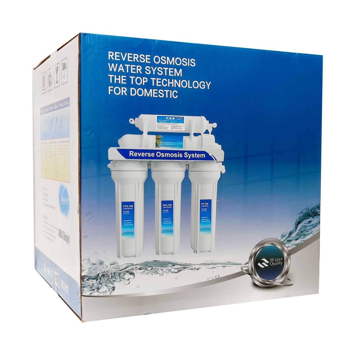 6 Stage Reverse Osmosis Water Filter System 10" RO Membrane Undersink Purifier