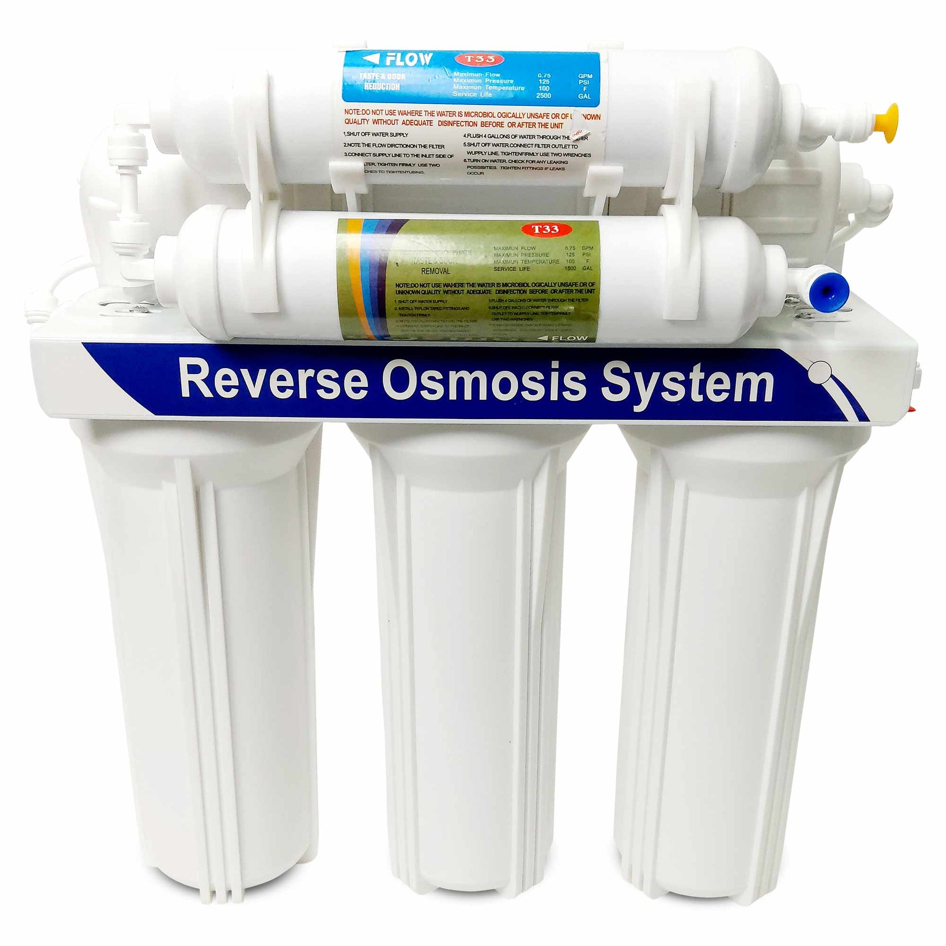 6 Stage Reverse Osmosis Water Filter System 10" RO Membrane Undersink Purifier