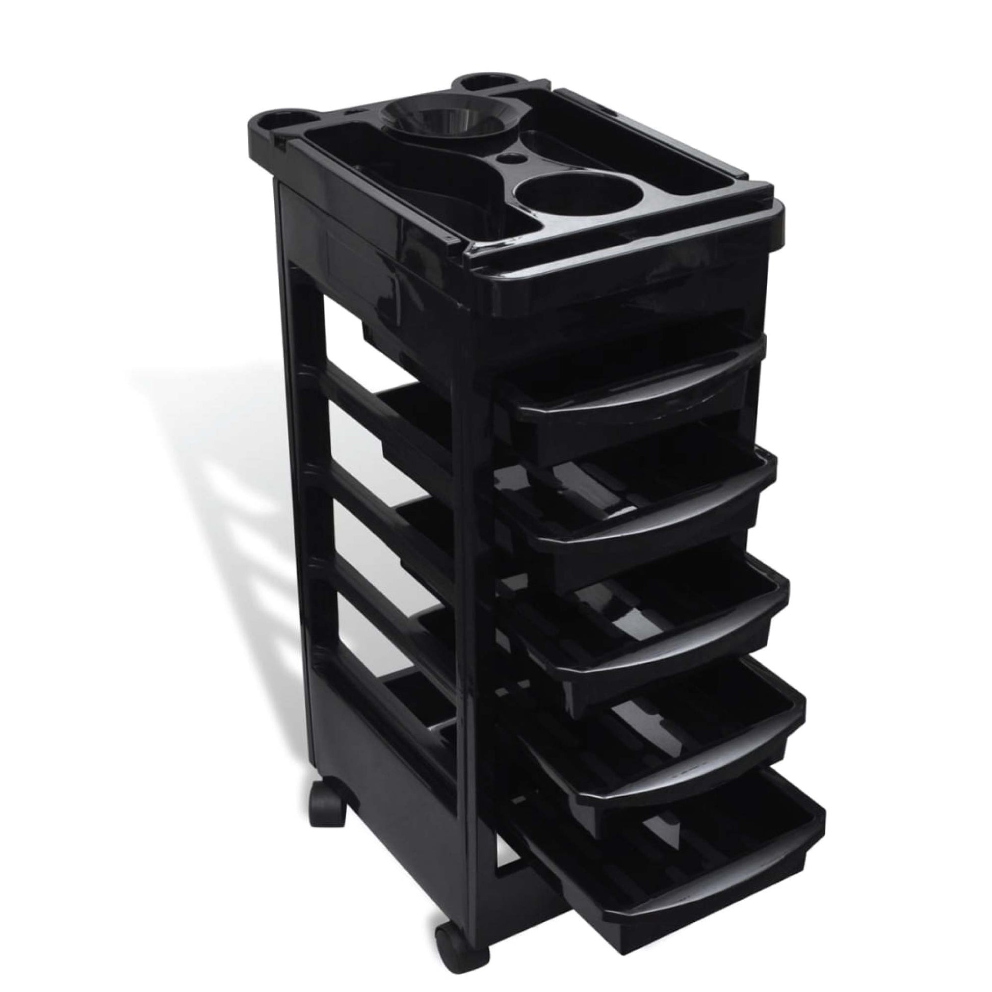 6 Tier Hairdressing Trolley Black 82x49x32cm Salon Hair Colouring Rolling Cart
