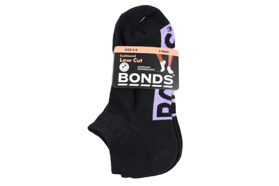 6 x Bonds Womens Low Cut Black Cushioned Ladies Socks