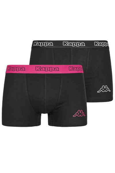 6 x Kappa Mens Black/Fuchsia Boxer Shorts Comfy Trunks