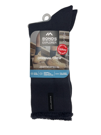 6 x Mens Bonds Explorer Original Crew Wool Blend Steel Grey Socks