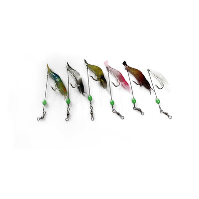 6 x Plastic Fishing Lures Soft Tackle Prawn Shrimp Flathead Bream Cod Bass Glow