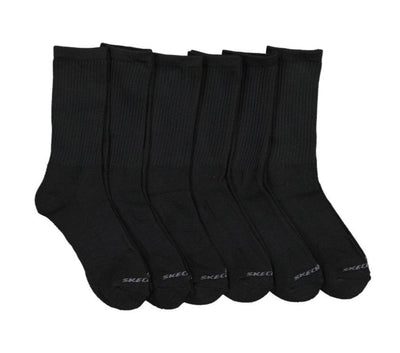6 x Skechers Unisex Mens Womens Crew Sports Socks - Black