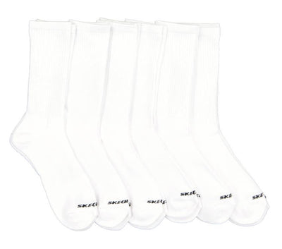 6 x Skechers Unisex Mens Womens Crew Sports Socks - White