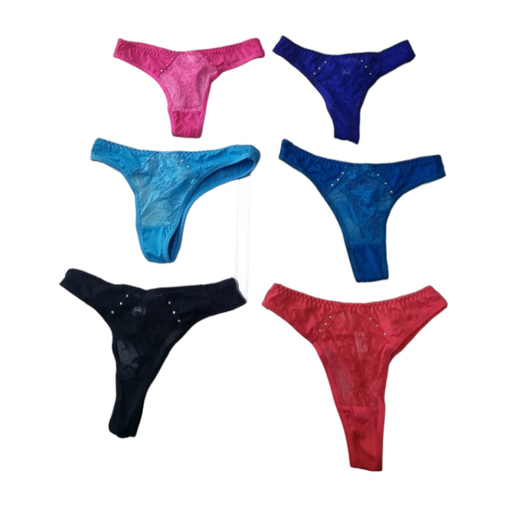 6 x Womens Assorted Gstrings Gstring Underwear Undies - Size Extra Small
